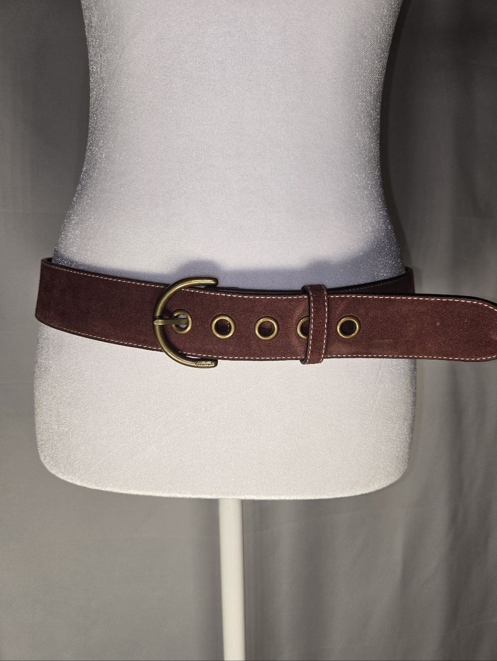 Coach Brown Suede Belt with Brass Grommets